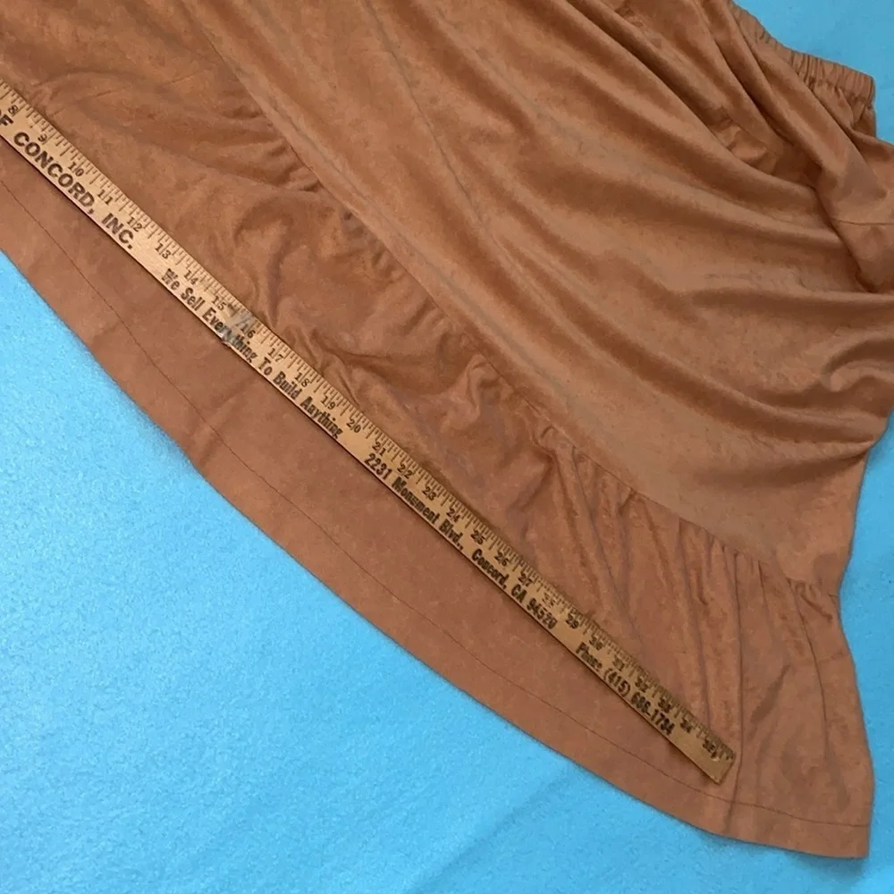 HANDMADE Tiered faux suede maxi skirt elastic stretchy waistband size M to L